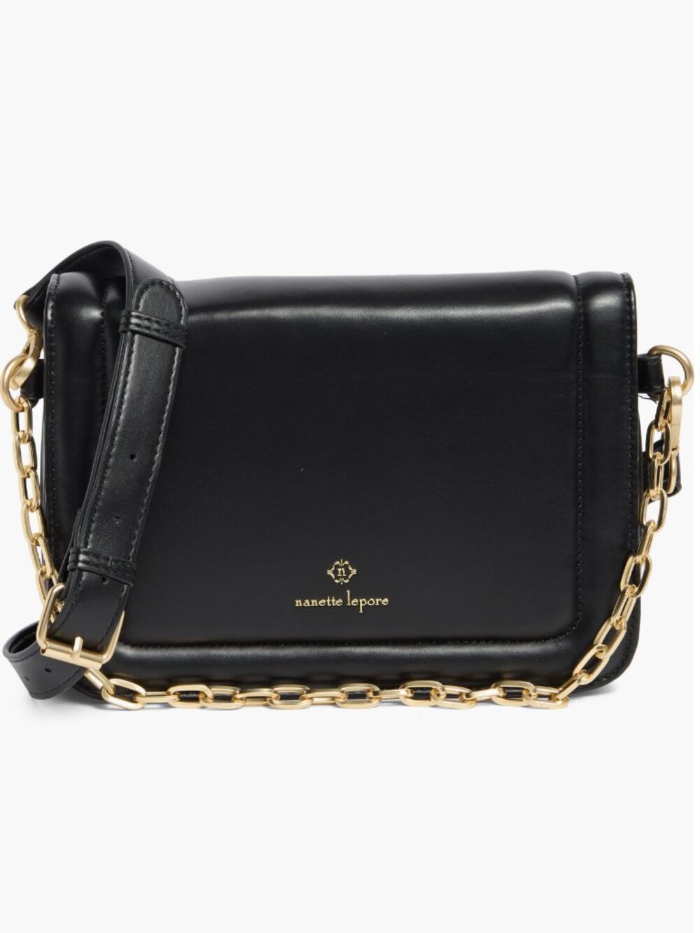 Nanette Lepore Crossbody Bag - Black w/Gold chain and accessories